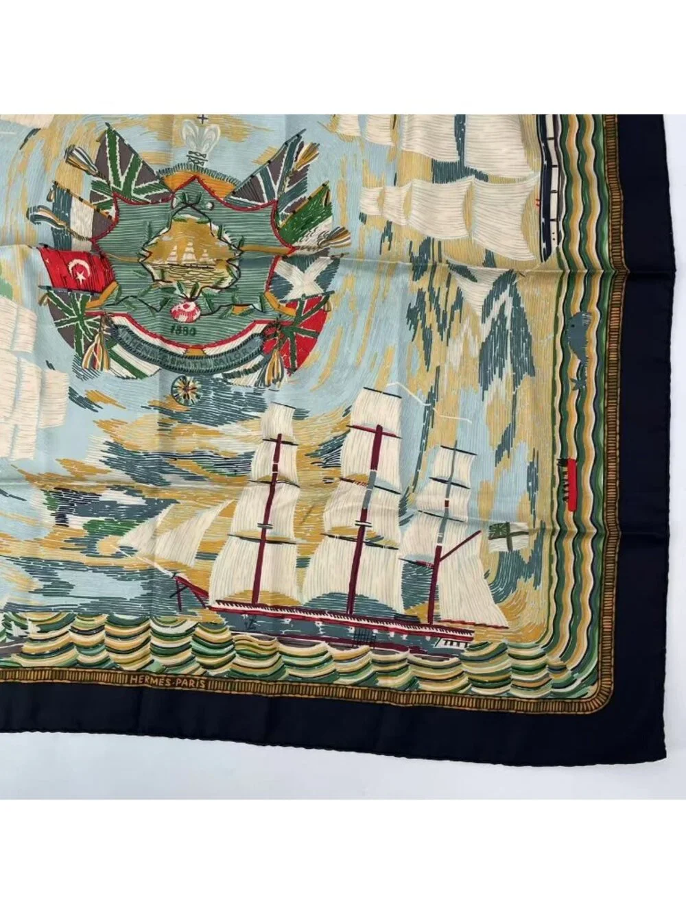 Hermes Scarf Carre 90 Silk Henry Smith Sailor Sailing Ship Voyage Multicolor